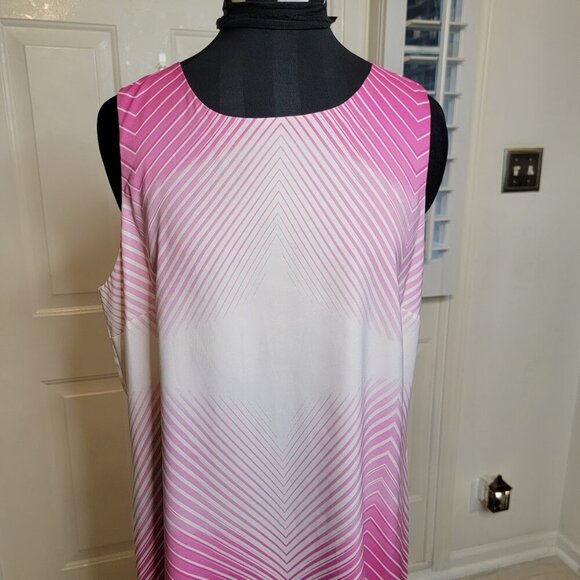 Vince Camuto Pink Chevron Ombre Shift Dress Size 12 | Sleeveless Work to Weekend - Picture 3 of 9